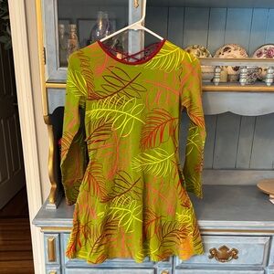 Colorful Leaf Pattern Kids Dress